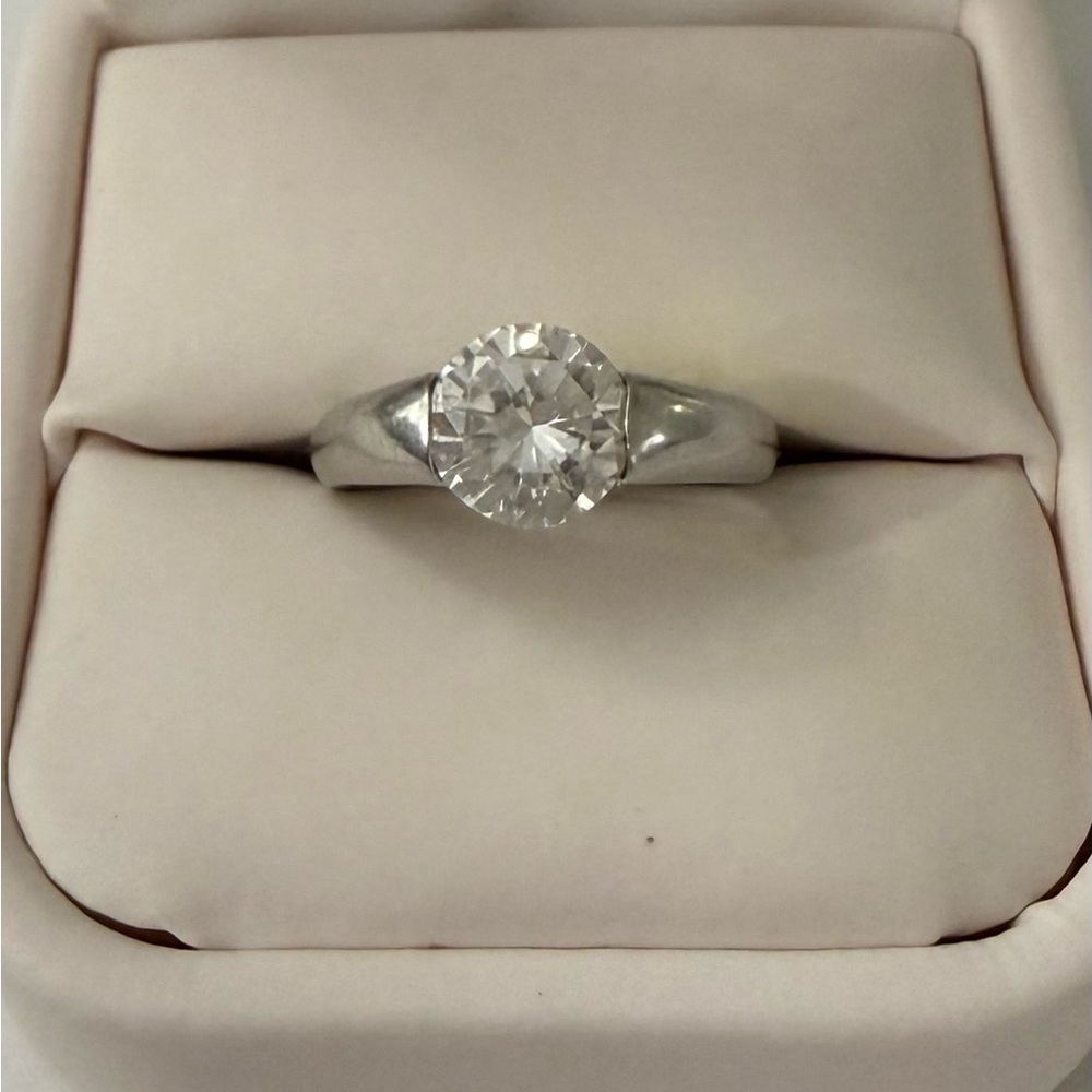 Sterling silver tension-set cubic zirconia (CZ) ring